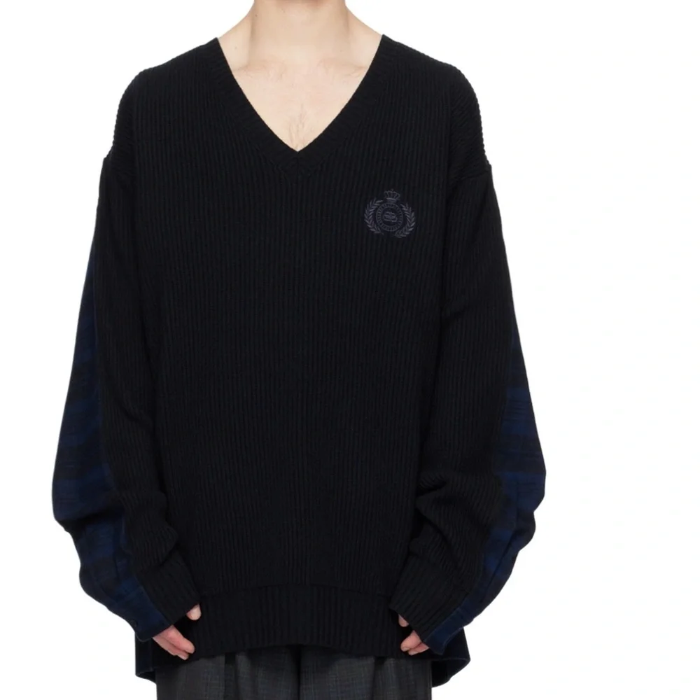 Balenciaga Navy Hybrid Sweater